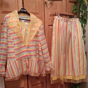 3K Fashion NWOT 3 piece Striped Blazer and Skirt Set